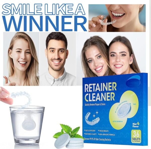 Cleaning Tablets - 36 Tablets,Retainer Cleaning Tablets,Denture Cleaner,Mouth Guard Cleaner for Cleaning Dentures & Orthodontic Dental Appliances - Image 8