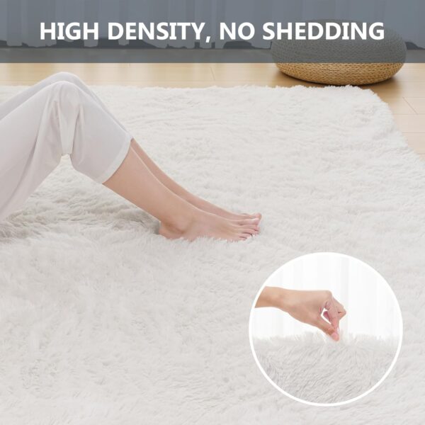 Vamcheer Shaggy Rug- Fluffy Area Rug for Living Room, 8mm Long Pile Rug for Bedroom Kids Room Decor Anti Slip, White, 160x230cm - Image 6