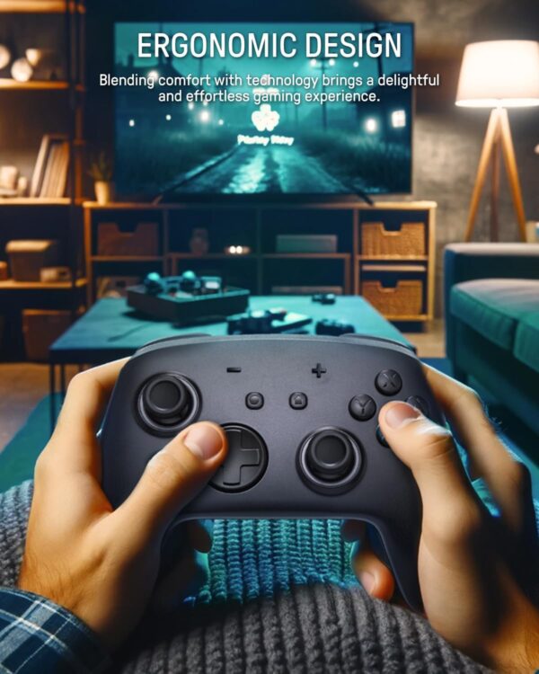 Switch Pro Controller Wireless, Switch Controller Compatible with Switch/OLED/Lite, Firefly LED Switch Pro Controller Bluetooth Gamepad with 7 RGB Colors/NFC/Wake Up/Paddle/Turbo - Black - Image 7
