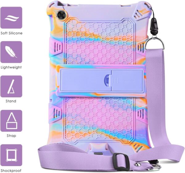 BENTOBEN for Lenovo M10 Plus 3rd Gen 10.6 inch Case for Kids, Soft Silicone Heavy Duty Shockproof Rugged Protective Tablet Case with Stylus Pen Shoulder Strap Stand for Lenovo M10 Plus Case Purple - Image 5