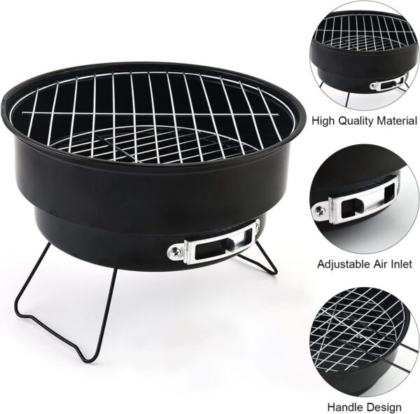 Shineyoo Portable BBQ Grill - Small Charcoal Barbecue with Insulated Bag for Camping, Outdoor, Travel & Garden - Black, 26 × 26 ×18cm - Image 4