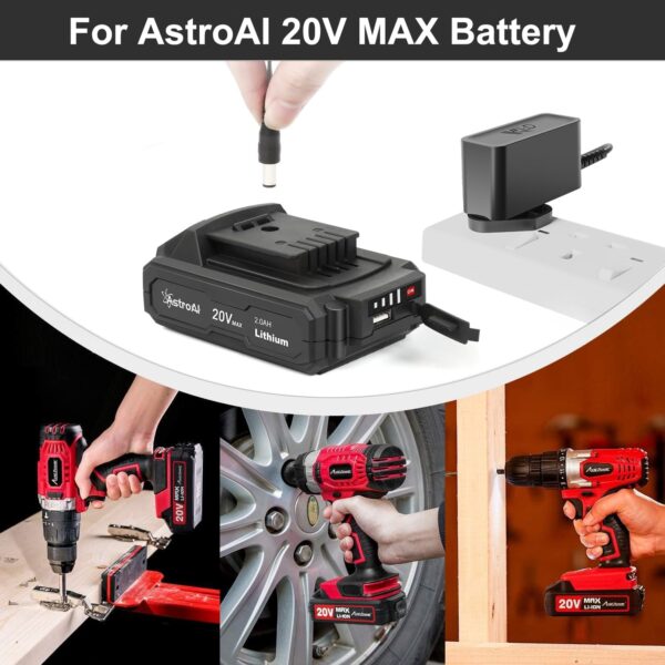 KFD 21.5V Power Adapter for AstroAI 20V MAX Li-ion Battery Cordless Tire Inflator Air Compressor 21V Battery Charger for Mini Chainsaw, Leaf Blower, Electric Pruning Shears Drill 20V/21V Power Tools - Image 9