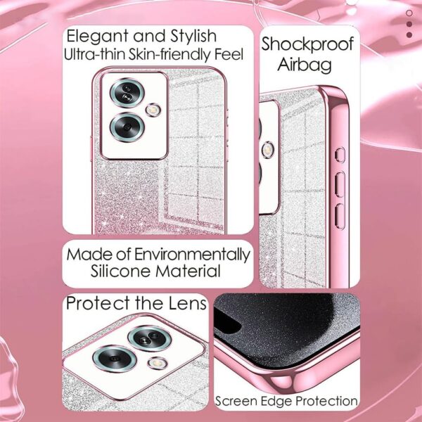 SEAHAI Case for OPPO A79 5G / OnePlus Nord N30 SE 5G, Ultra Thin Transparent Gradient Color Shining Pattern Card Plating Design Shockproof TPU Bumper Soft Silicone Fashion Cover - Pink - Image 7