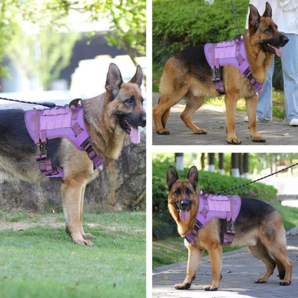 FEimaX Tactical Dog Harness No Pull Adjustable Pet Harness, Military Service Harnesses with Handle, Dog Vest with Molle Loop Panels for Medium Large Dogs Training Hunting Walking - Image 8