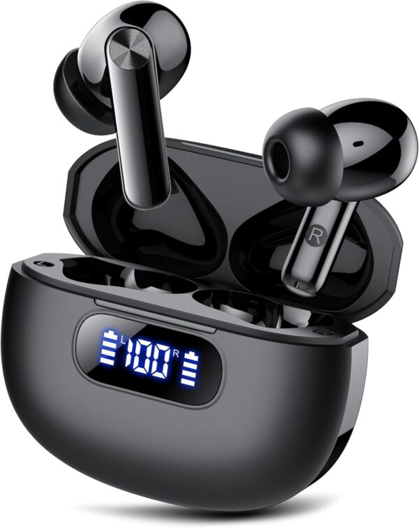 Ear buds Wireless Earbuds, Bluetooth 5.3 Headphones 2025 NEW Wireless Earphones, 4 ENC Noise Cancelling Mic, HiFi Stereo, 48H Playtime Mini In Ear Bluetooth Earbuds LED Display IP7 Waterproof, Black - Image 5