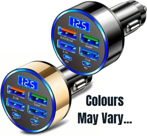 Car USB 6 in 1 Super fast 30 minute Car Charger for IPhone, Ipad, Samsung Super Fast Charging Multi charge 3X Times Faster Roxley Device - Image 7
