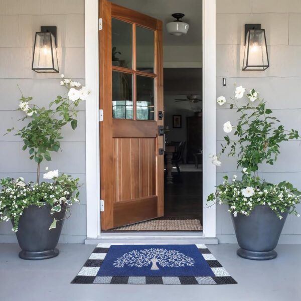 AOAOPQ Front Door Mats Indoor Washable Floor Mat Inside Heavy Duty Non Slip Entrance Rug Shoes Scraper Absorbent Thin Door Blue Mat - Image 3