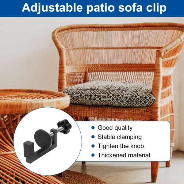 6pcs Patio Furniture Clips, 3.94x1.97x1.58in Adjustable Wicker Clamps Aluminum Alloy Black Outdoor Furniture Clips Sectional Connector Wicker Patio Clips for Home Outdoor Furniture Accessory - Image 5