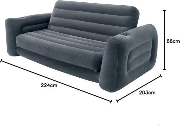 Intex Queen Size Pull-Out Inflatable camping sofa bed Sleep Away Futon Couch with 3 quick inflation and deflation valves, ‎203.2 x 231.14 x 66.04 cm, Charcoal grey - Image 4