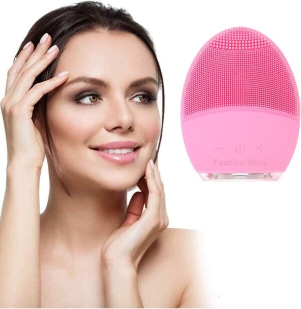 Facial Cleansing Brush and Face Massager Silicone Ultrasonic Vibrating Facial Brush, Waterproof, Rechargeable and Sonic Electric Face Cleansing Exfoliator for Anti-Aging (Pink) - Image 7