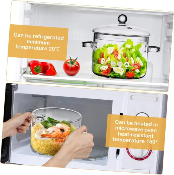 VINTORKY Instant Noodle Pot Lid Glass Soup Pot Cooking Pot Heat Resistant Stove Bowl Glass Home Cooking Pot Easy to Use - Image 5
