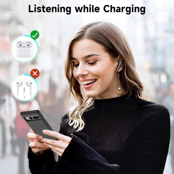 Giabuao Battery Case for Google Pixel 7 Pro, 10000mAh Slim Rechargeable Charging Case Extended Charger, Backup Battery Charger Portable Power Bank for Pixel 7 Pro (6.7") - Black - Image 7