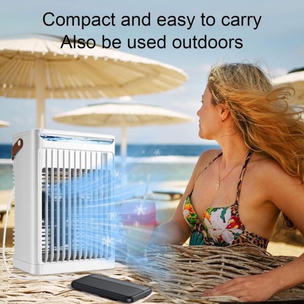Portable Air Conditioner, 4 in 1 Mini Air Cooler with 2 Cooling Mist Modes, 680ml Water Tank Operate for 8-10H, 7 Color Night Light, 5 Speeds, Adjustable 75° Ventilation - Image 6