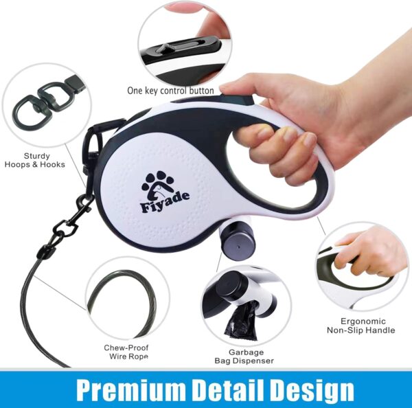 Retractable Dog Leash, Fiyade 16FT /5m Dog Retractable Lead with 2 Chew Proof Lead Cable,Double Anti Chew Leashes for 2 dogs, Extendable Leash for Medium Large Dogs ups to 110lbs - Image 7