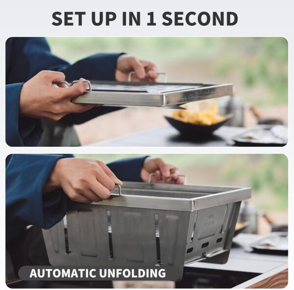 Naturehike Camping Charcoal Grill for IGT Table, Folding Barbecue Grill with Tongs & Carry Bag, Portable BBQ Grill for Outdoor Car Camping Cooking Tailgating - Image 4
