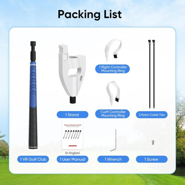 VR Golf Club Attachment Compatible with Meta Oculus Quest 3/Quest 2/Meta Quest 3S, Aluminum Non-Slip Golf Handle Grip for Golf+ 1:1 Molded Controller Adapter & Fixed Plate - Image 8