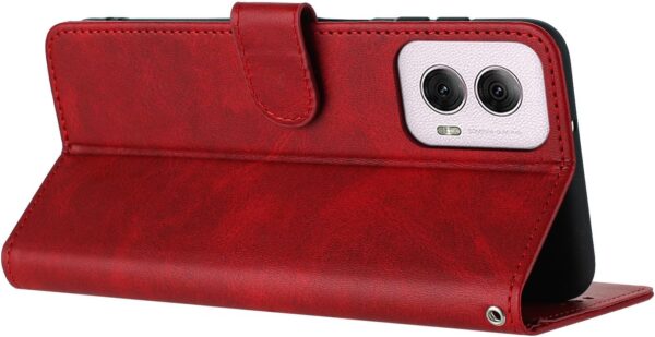 QiongniAN Compatible with Motorola Moto G 5G 2024 Leather Case,Compatible with Motorola Moto G Play 2024 5G (Not 4G) / Moto G 5G 2024 (Not 4G) Case PU Leather Phone Flip Cover Red - Image 7