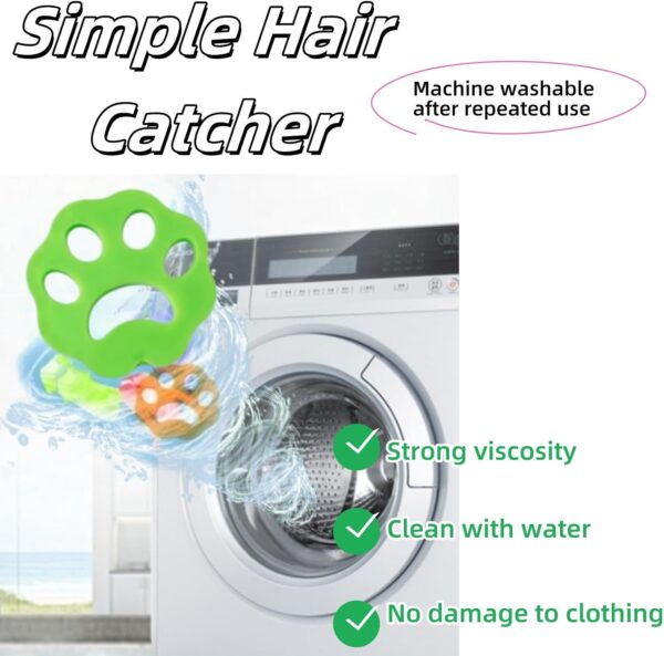8 Packs Reusable Pet Hair Remover for Washing Machine - Silicone Lint & Fur Trap with Cat Paw Design, Dog Hair Remover for Laundry & Clothes, Durable Washing Machine Hair Collector - Image 3