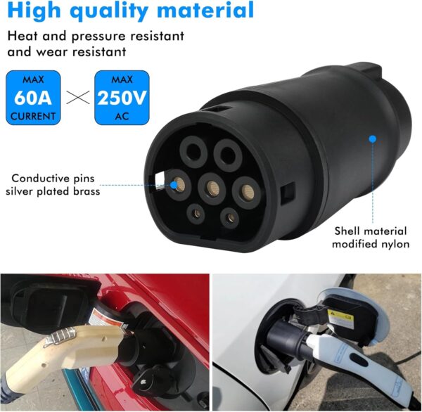 Opaltool Type 1 to Type 2 Ev Charging Cable Car Charger Adapter, 32A SAE J1772 to IEC 62196 Car Charger Converter Electric Vehicles Charging Adapter - Image 5