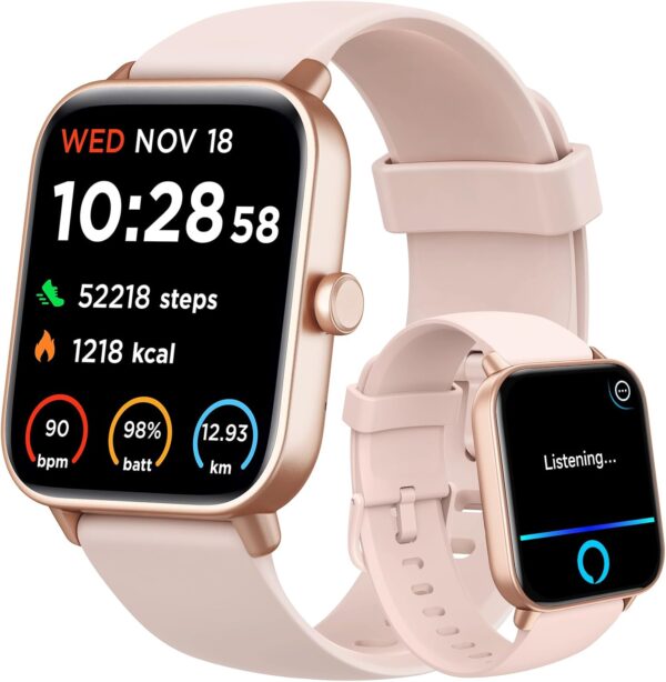 Smart Watch for Women (Alexa Built-in & Bluetooth Call), 1.8" Smartwatch with SpO2/Heart Rate/Sleep/Stress Monitor, Calorie/Step/Distance Counter, 100+ Sport Modes, IP68 Fitness Watch for Android iOS - Image 2