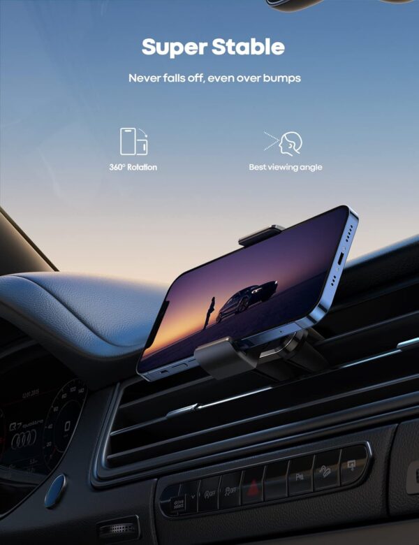 Lamicall Car Phone Holder, Universal Vent Mount - 360 Rotating Air Vent Cradle Stand for iPhone 16 15 14 Pro Max Plus, 13 12 Pro Max Mini, 11 Pro Xs XR X 8 7 6s, Samsung S21, Mobile Phones - Black - Image 4