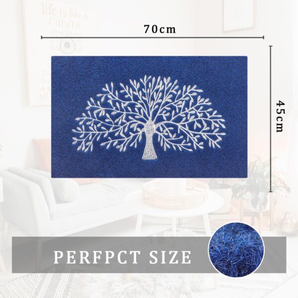 AOAOPQ Front Door Mats Indoor Washable Floor Mat Inside Heavy Duty Non Slip Entrance Rug Shoes Scraper Absorbent Thin Door Blue Mat - Image 4
