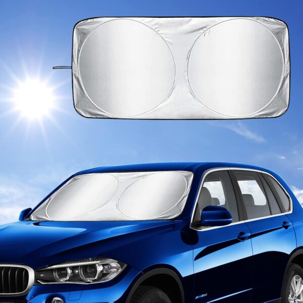 Car Windscreen Sun Shade,Front Windshield Sunshade,Foldable Cover Visor Sunshades,Reflective UV Dust Protector,Automotive Ray Protection Block Parasol,Keep Your Vehicle Cool,Fit Various Sizes,160x86cm - Image 2