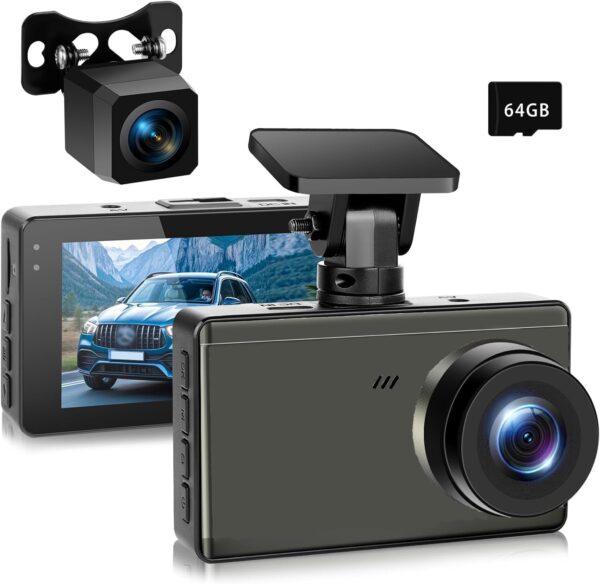 Dash Cam Front and Rear 4K 1440P, WiFi Dash Camera for Cars, Car Camera Dash with 3" IPS Screen,64GB SD Card, Parking Monitor, Night Vision, 160° Wide Angle, WDR, Loop Recording, App Control, G-Sensor - Image 2