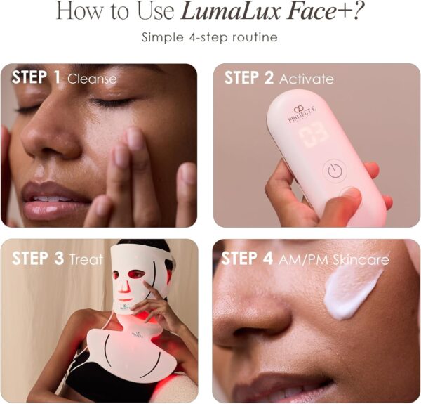 Lumalux Face+ Pro LED Light Therapy Mask by Project E Beauty | 1600 LEDs | 7+2 Colors 460~1072nm | Red Light + Infrared + Deep Infrared | Reduces Fine Lines | Skin Care At Home (Lumalux Face+) - Image 9