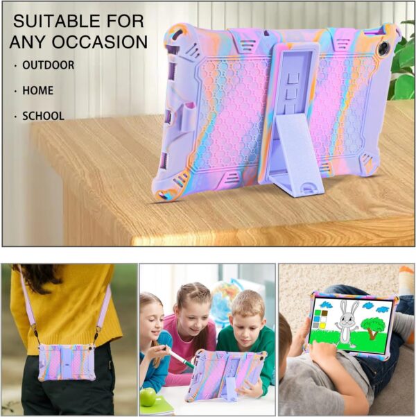 BENTOBEN for Lenovo M10 Plus 3rd Gen 10.6 inch Case for Kids, Soft Silicone Heavy Duty Shockproof Rugged Protective Tablet Case with Stylus Pen Shoulder Strap Stand for Lenovo M10 Plus Case Purple - Image 6