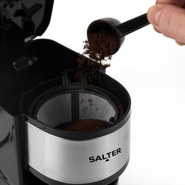 Salter Digital Coffee Maker – One Cup Filter Coffee Machine, Washable & Reusable Filter, Includes 420ml Stainless Steel Travel Mug, 3-4 Minutes Brewing, Suitable For Ground Coffee / Pads, Timer, 750W - Image 10