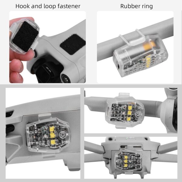 HeiyRC Mini 4K Drone Strobe Light, Compatible with DJI Air 3S, Neo, Avata 2, Air 2S, Mavic Mini 2 SE, Mavic 3 Pro - Night Flight, Anti-Collision, Rechargeable LED Lamp Accessory - Image 7