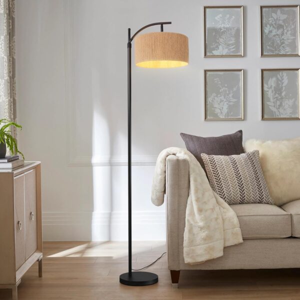 INMOZATA Floor Lamp, Dimmable Floor Lamps with Remote Control, Cylinder Rattan Woven Lampshade Rustic Boho Tall Standing Lamp for Living Room, Bedroom, Office, Included E27 Bulb - Image 9