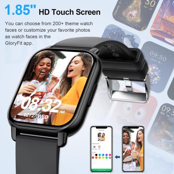 Smart Watch for Men Women with Bluetooth Call/Message Reminder, Fitness Watch 1.85" Touch Screen, Watch Heart Rate/Sleep/Spo2/Calories/Steps Monitor, 112+ Sport Mode, Activity Tracker for Android/iOS - Image 6