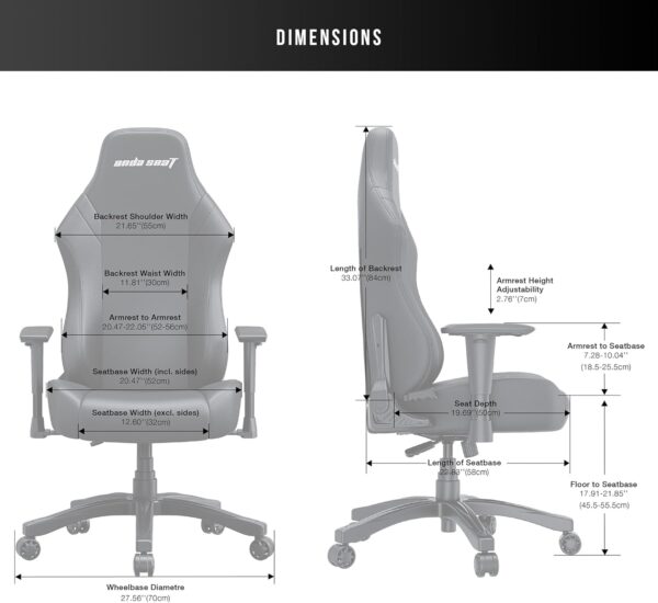 Anda Seat Luna Large Fabric Gaming Chair for Adults - Ergonomic Reclining Video Game Chairs, Computer Home Fabric Office Chair, Heavy Duty Neck & Back Lumbar Support - Grey Folding Recliner Seat - Image 3