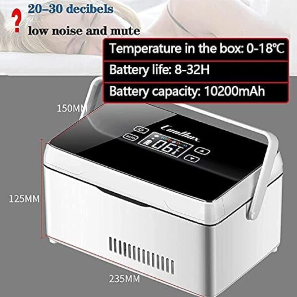 Insulin Cooler,Portable Smart Mini Refrigerator,Mini Insulin Refrigerator 0-18 °C,for Car/Travel/Aircraft,with Shoulder Bag,2Battery - Image 8