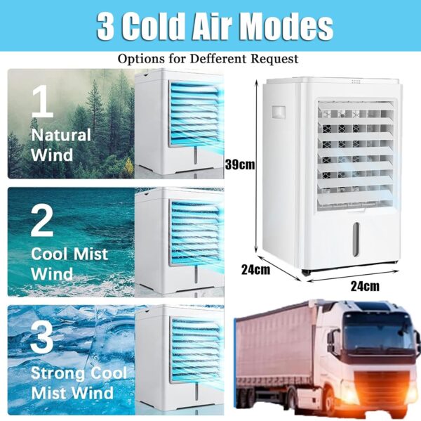 Mini RV Air Conditioner, Portable Air Conditioners Fan, Evaporative Air Cooler with 3 Wind Speeds & 3 Timers, Cooling Fan for Camper Van Truck,12V - Image 6