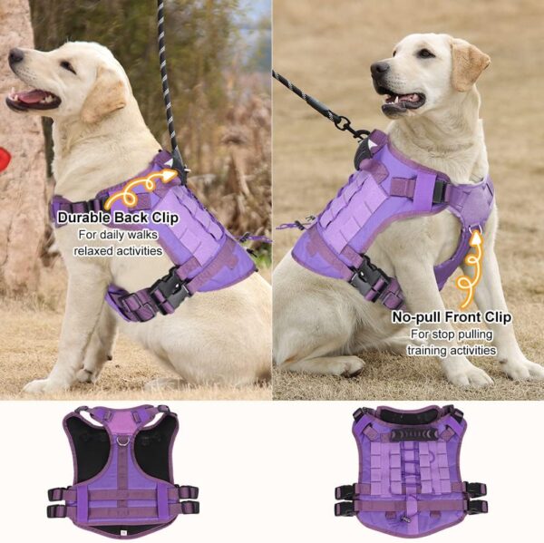 FEimaX Tactical Dog Harness No Pull Adjustable Pet Harness, Military Service Harnesses with Handle, Dog Vest with Molle Loop Panels for Medium Large Dogs Training Hunting Walking - Image 6