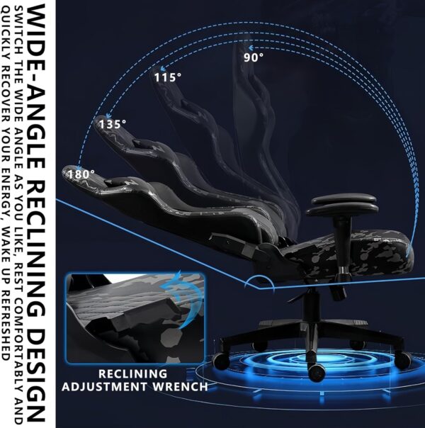 Ergonomic Gaming Office Chair with Function Adjustable Recline Armrests and Dual Bluetooth Speakers - Image 5