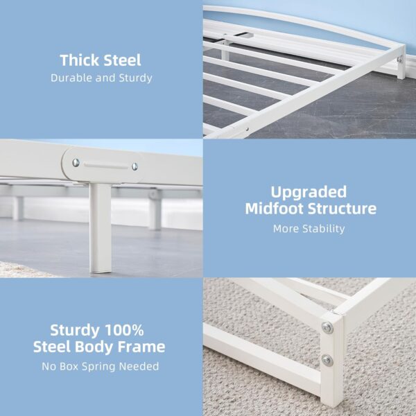 IDEALHOUSE Queen Bed Frame Low Profile, 6 Inches White Metal Queen Size Platform Bed Frame, Mattress Foundation, No Box Spring Needed - Image 7