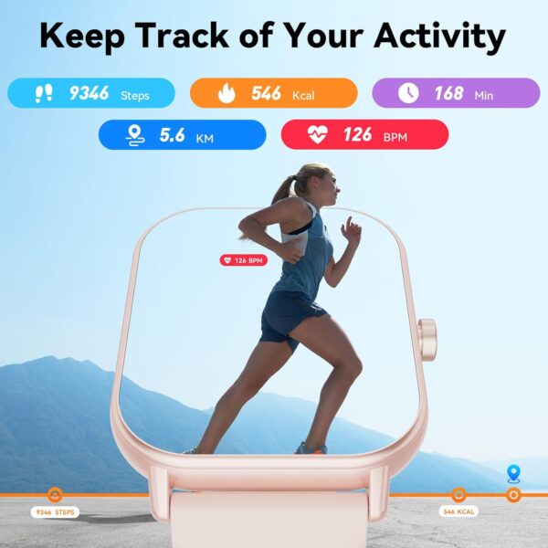 Haulvean Smart Watch for Men Women Answer/Make Calls,1.85''HD Smartwatch with Pedometer 24/7 Heart Rate SpO2 Sleep Monitor,110+ Sports Fitness Watch,IP68 Waterproof Activity Tracker for Android iOS - Image 8