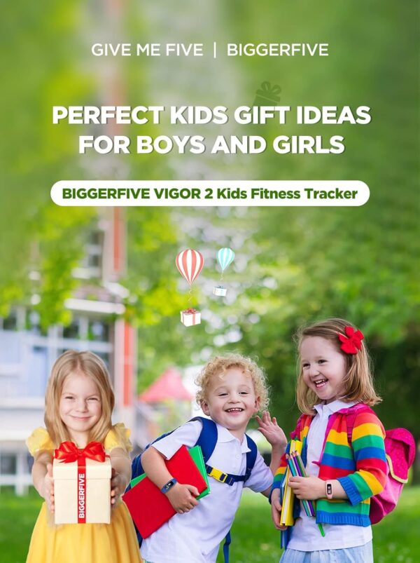 BIGGERFIVE Vigor 2 Fitness Tracker Watch for Kids Girls Boys Ages 5-12, Activity Tracker, Pedometer, Heart Rate Sleep Monitor, IP68 Waterproof Calorie Step Counter Watch, Alarm Clock, Great Kids Gift - Image 9