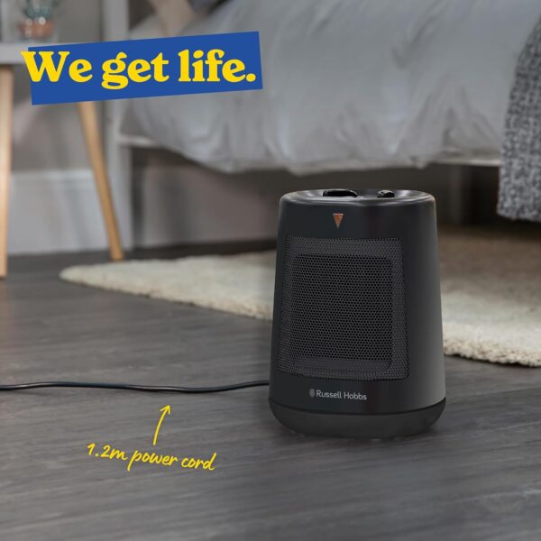 Russell Hobbs 2000W/2KW Electric Heater in Black PTC Ceramic Space Heater, Portable Oscillating 2 Heat Settings Overheat Protection, Adjustable Thermostat 20m2 Room Size RHFH1008B, 2 Year Guarantee - Image 6