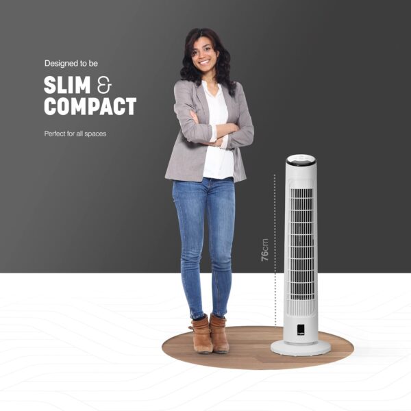 KEPLIN 55W 29-Inch 90 Degree Oscillating Tower Fan with Remote Control, Powerful Wind, 6 Speeds, 3 Modes, Temperature Display & 12 hour Timer, Perfect fans for Home & Office Made with Quiet Operation - Image 3