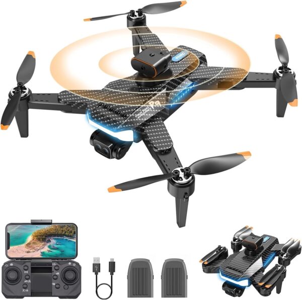 OBEST Mini Drone with 4k Camera, Brushless Motor Drone, Optical Positioning, Intelligent Obstacle Avoidance, Wireless Transmission, Quadcopter with Lights, 2 Batteries (gray) - Image 2