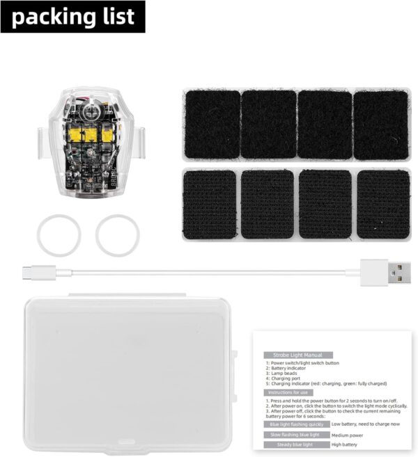 HeiyRC Mini 4K Drone Strobe Light, Compatible with DJI Air 3S, Neo, Avata 2, Air 2S, Mavic Mini 2 SE, Mavic 3 Pro - Night Flight, Anti-Collision, Rechargeable LED Lamp Accessory - Image 9