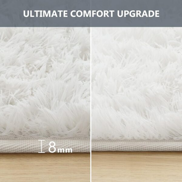 Vamcheer Shaggy Rug- Fluffy Area Rug for Living Room, 8mm Long Pile Rug for Bedroom Kids Room Decor Anti Slip, White, 160x230cm - Image 5
