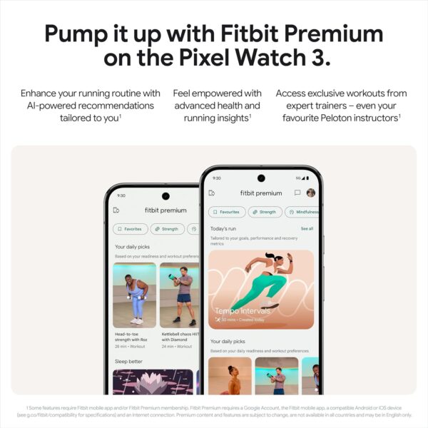 Google Pixel Watch 3 (41 mm) – Android smartwatch with heart rate tracking, advanced running from Fitbit, fitness insights, 24-hour battery – Matte Black Aluminium Case – Obsidian band – Wi-Fi - Image 8