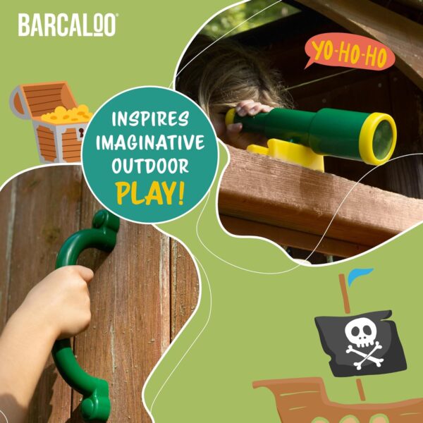 Playground Accessories for Kids Outdoor Playset Kids Pirate Telescope, Steering Wheel, Green Safety Handle Bars Playground Equipment- Backyard, Playhouse, Tree house, Jungle Gym, Swingset, Pirate Ship - Image 4