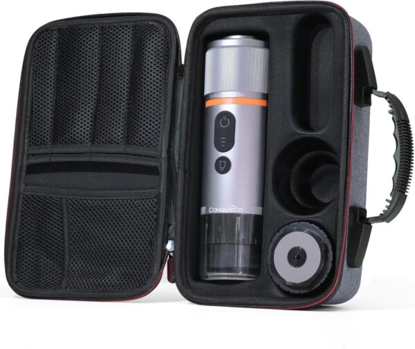 CONQUECO Portable Espresso Machine Travel: 12v Car Coffee Maker with Battery for Camping - Small Electric - 2.5 Mins Heating - Set With Ground Coffee & NS Capsule & Handbag for RV, Hiking, Office - Image 9
